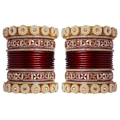 Designer Wedding Bangles with Pearls and Rhinestones