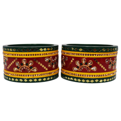 Festival Special Rajasthani Pure Lac Chura with Kundan-Mirror Design