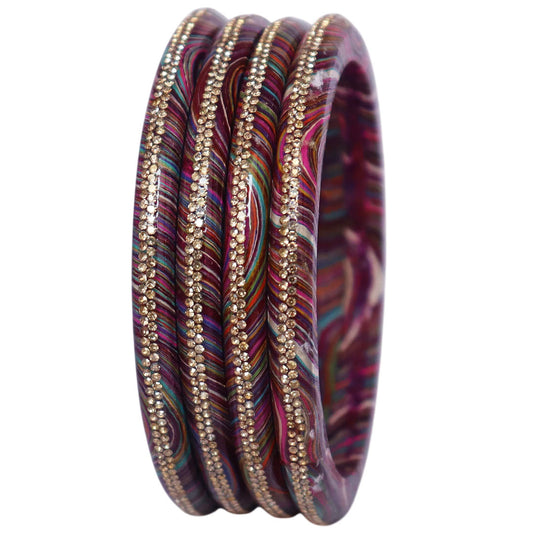 Rajasthani Lahariya lac bangles set with rhinestone work by TAJ BRIDAL STORE