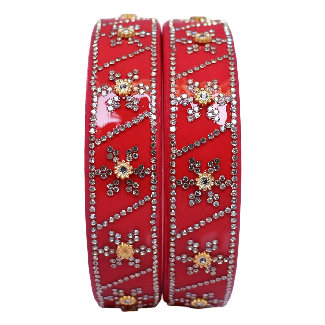 Designer Lac Bangles For Girls in Rhinestones Design