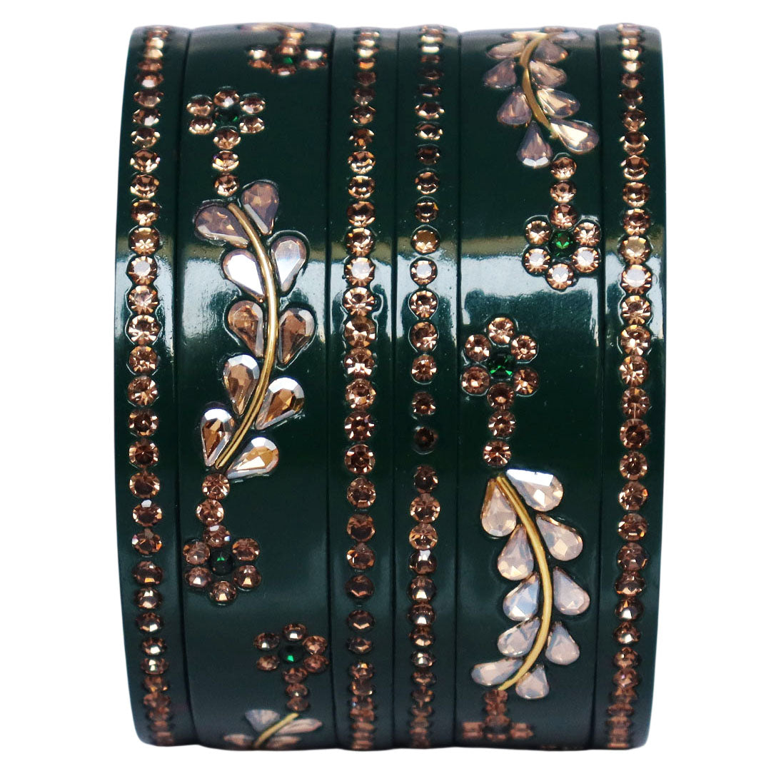 Rajasthani Lac Bangles Kundan & Rhinestone Design Short Set