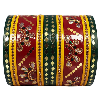 Festival Special Rajasthani Pure Lac Chura with Kundan-Mirror Design