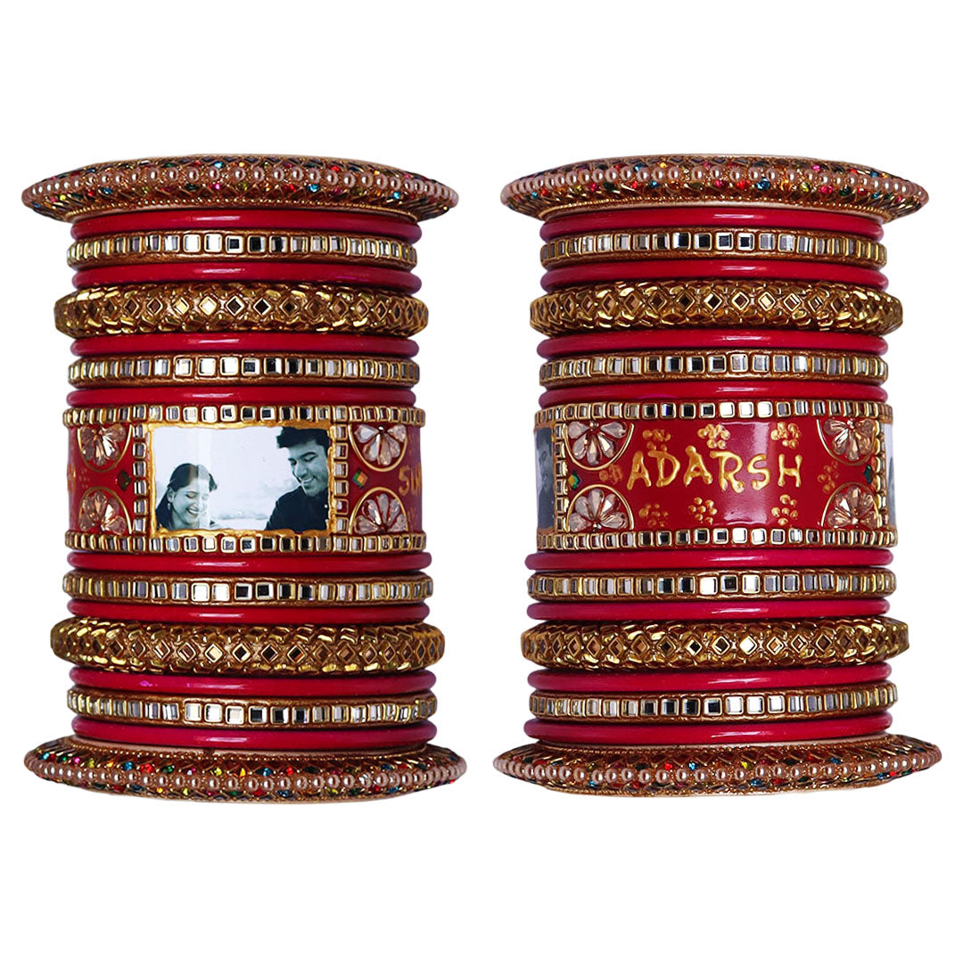 Name and Photo Bangles Set Personalized Wedding Chura Set