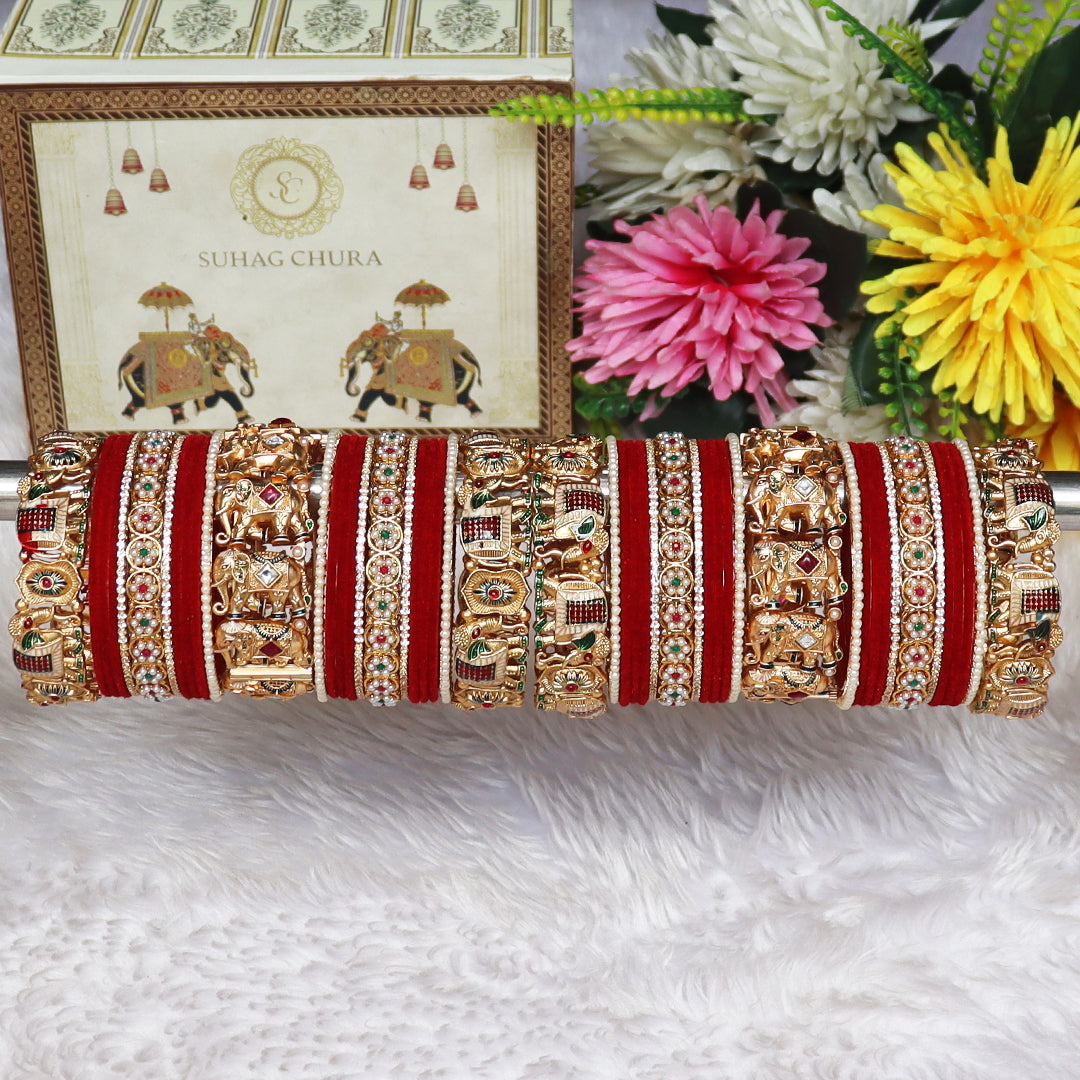 Designer Bridal Bangles Set With Latest Elephant Motifs