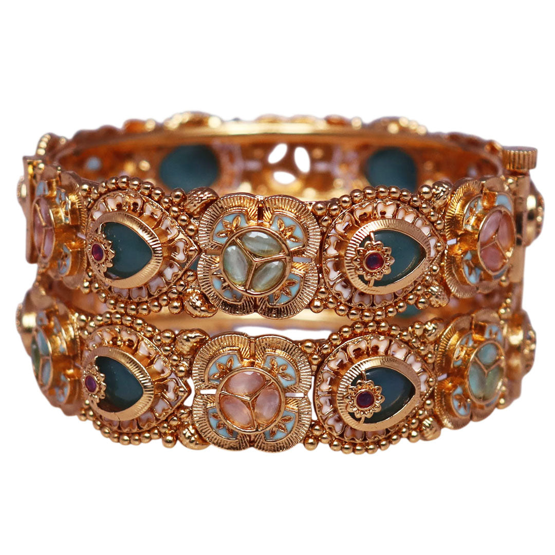 Gold Plated Bracelet with Heritage Artificial Stone Design