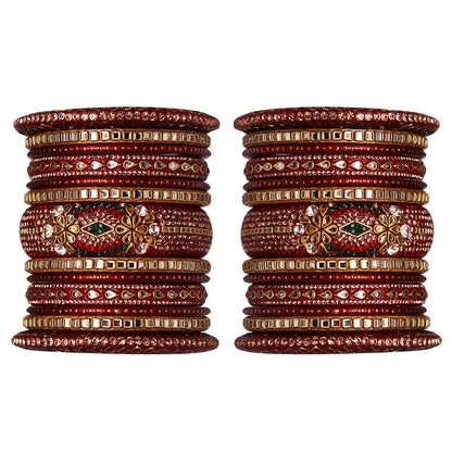 Royal Rajwadi Lac Bangles for Brides with Kundan Embellishments