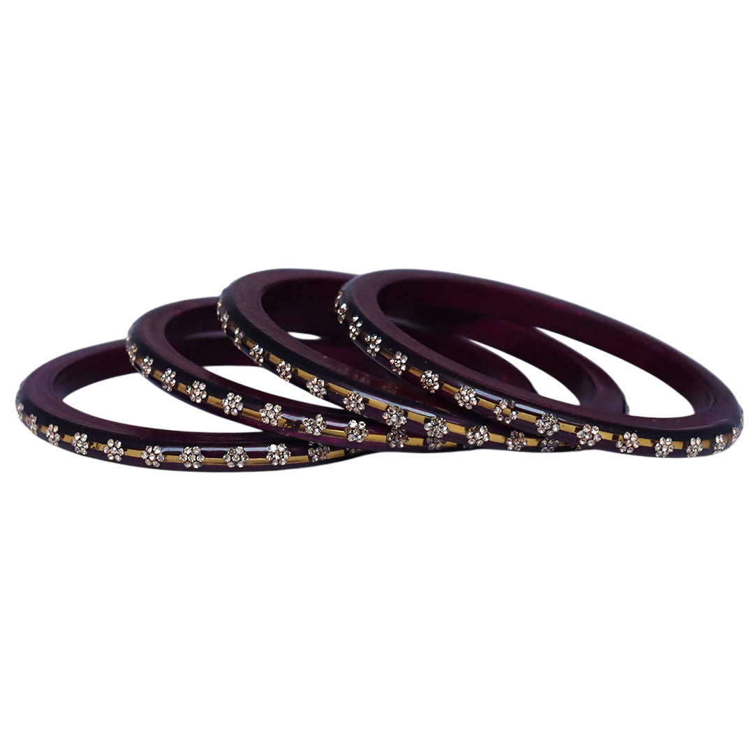 Classic Rajasthani Lac Bangles with Sparkling Flower Stones