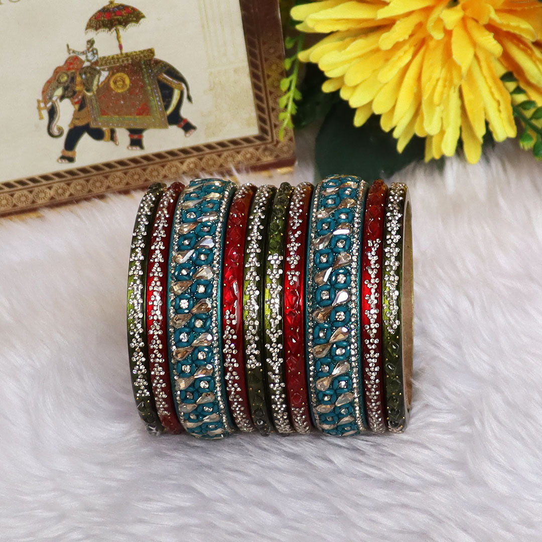 Womens Designer Lac Bangles Set With Latest Kundan Design