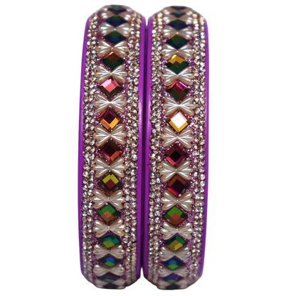 Traditional Rajasthani Pure Lac Kada Bangles for Women with Glossy Rhinestone Finish