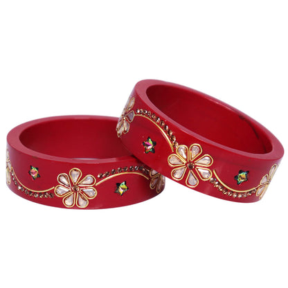 Jaipuri Lac Bangles Kundan Rhinestone Flower Designer Kada