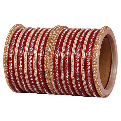 Rajasthani Lac Bangles Set with Rhinestone & Synthetic Beads Work