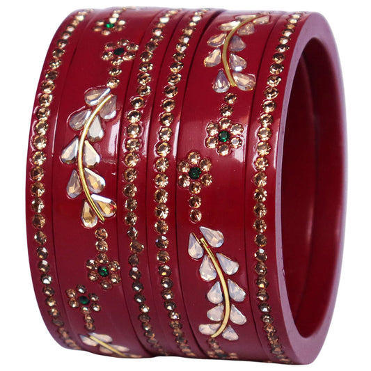 Rajasthani Lac Bangles Kundan & Rhinestone Design Short Set