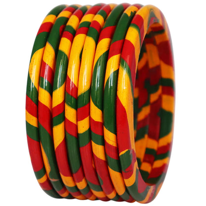 Lac Bangles Set Elegant Lahariya Pattern Bangles