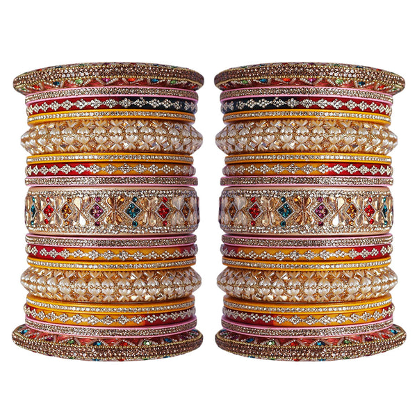 Traditional Rajasthani Multicolour Bridal Bangles Set by Taj Bridal Store