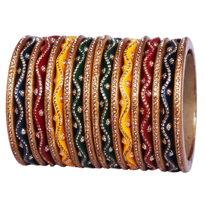 Colorful Lac Short Bangles Set in Zig Zag Design