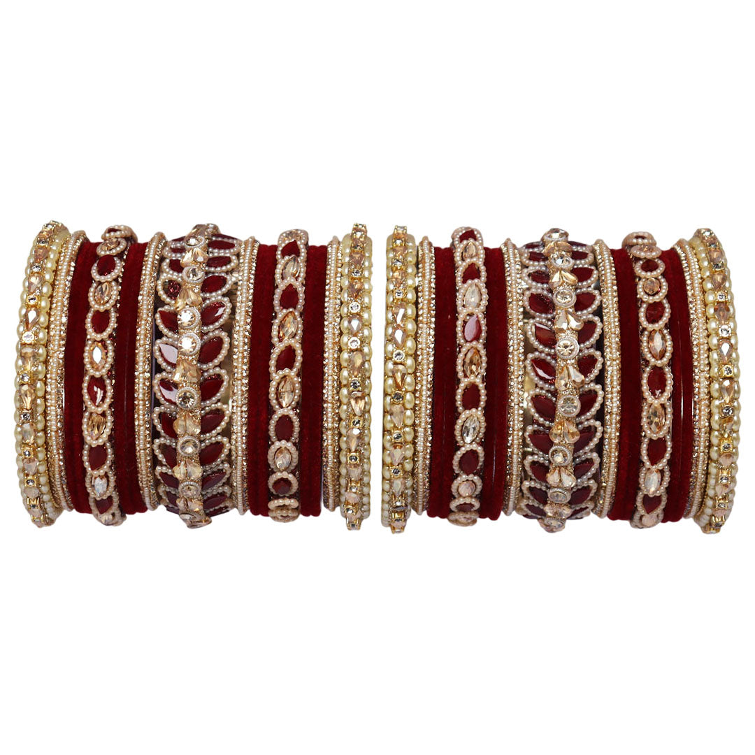 Indian Bridal Wedding Bangles Set – Kundan & Beads Work