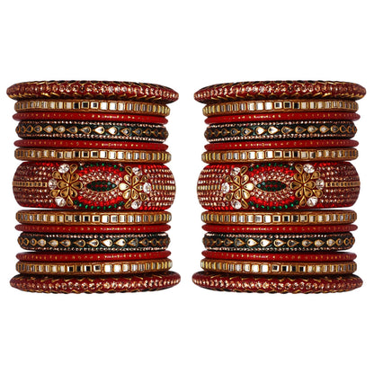 Royal Rajwadi Lac Bangles for Brides with Kundan Embellishments