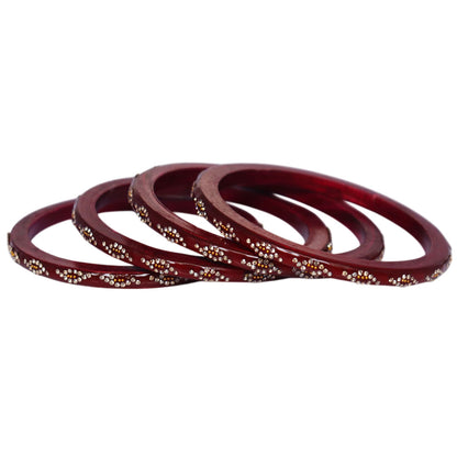 Elegant handmade lac bangles with rhinestone stone detailing