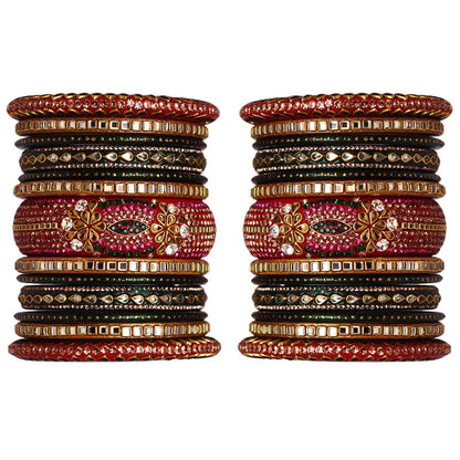 Royal Rajwadi Lac Bangles for Brides with Kundan Embellishments