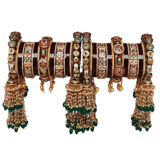 Title: Luxurious Bridal Bangles Set in Traditional Rajwadi Style