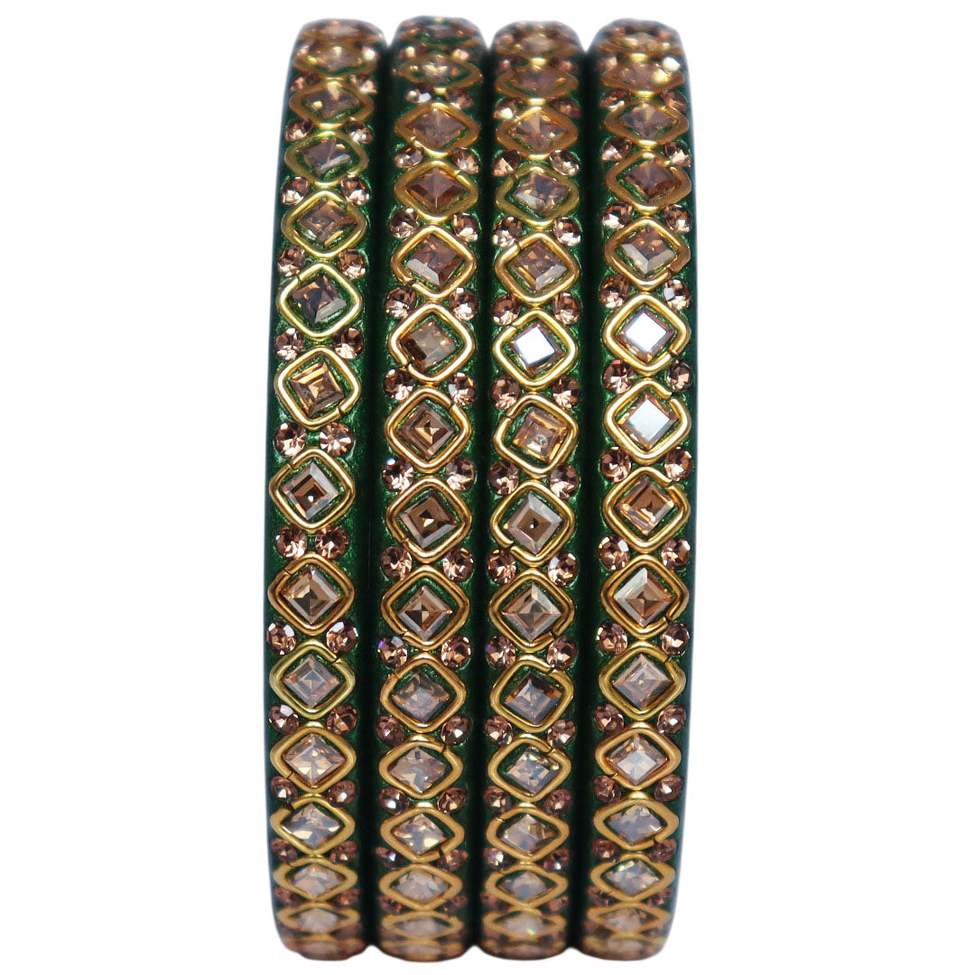Glossy maroon handmade lac bangles with square Kundan and rhinestones for bridal, wedding, Karwa Chauth, Teej and festive wear