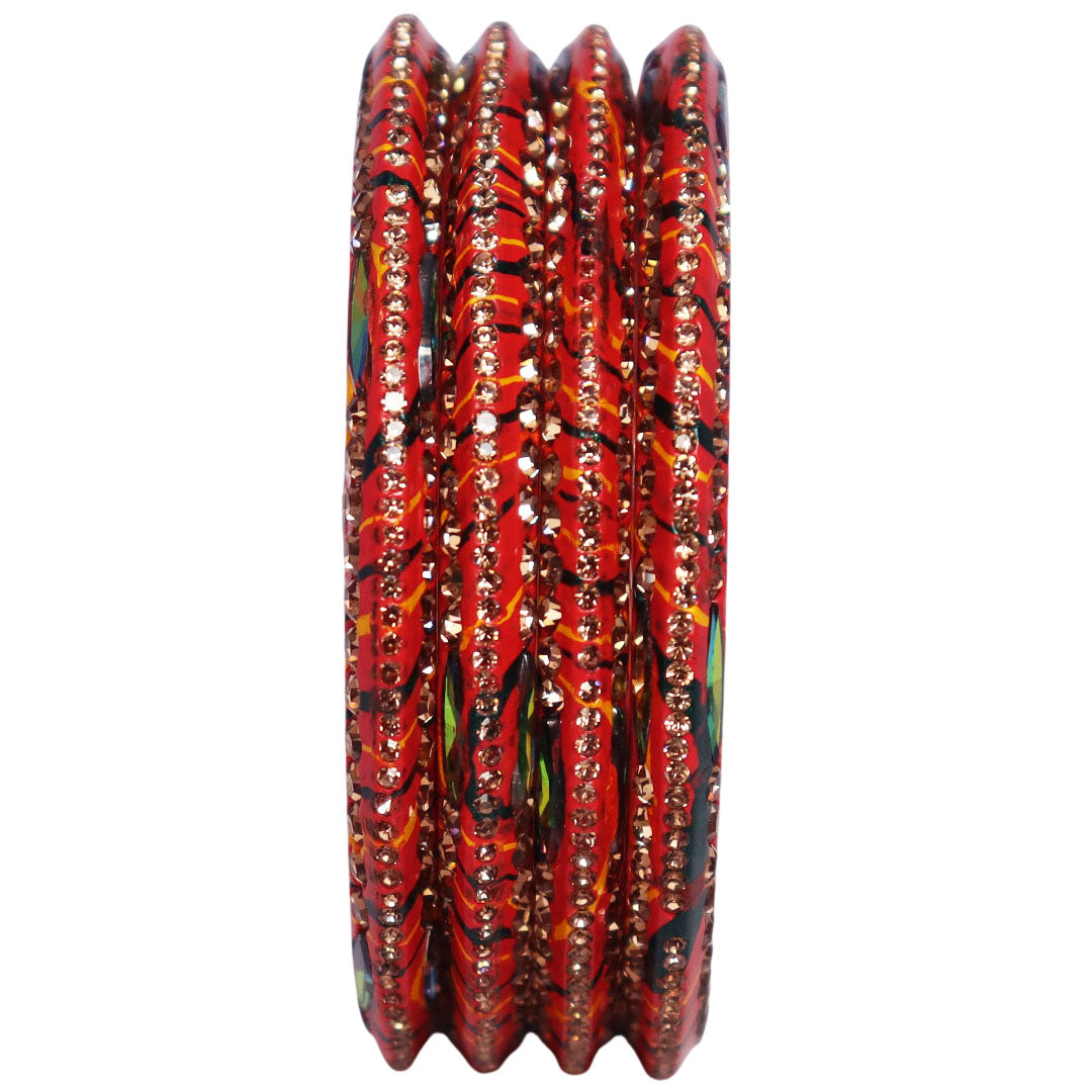 Lehariya Lac Bangles for Women | Traditional Rajasthani Rhinestone Bangles | Glossy Festival & Wedding Bangles By TAJ BRIDAL STORE