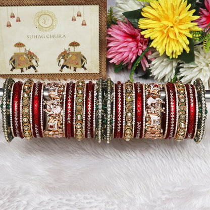 Premium Designer Wedding Bangles Set With Dulha-Dulhan Design