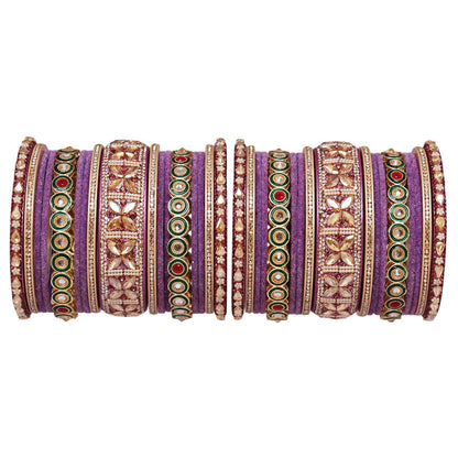Rajasthani Wedding Chura with Kundan Beads & Velvet Bangles
