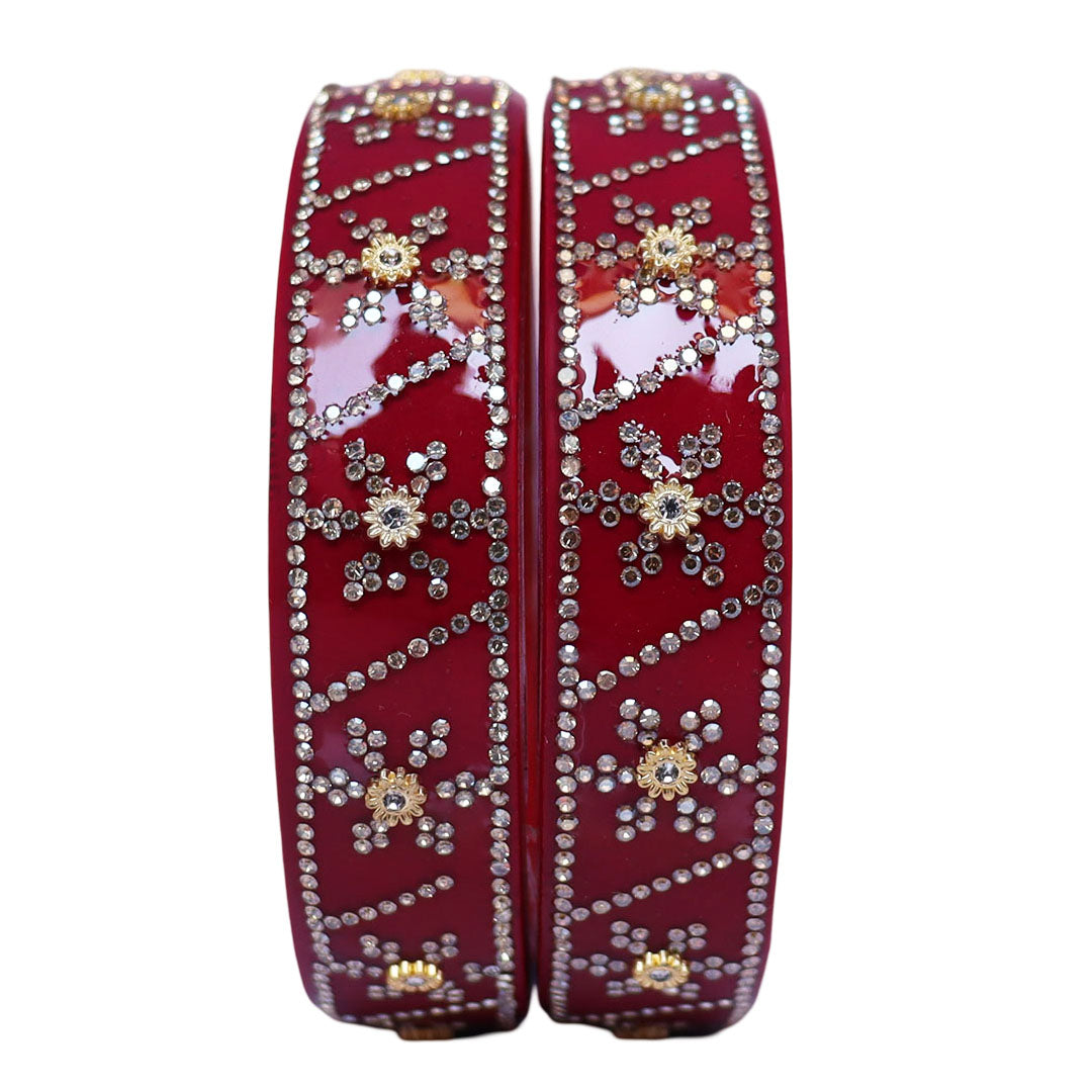 Designer Lac Bangles For Girls in Rhinestones Design