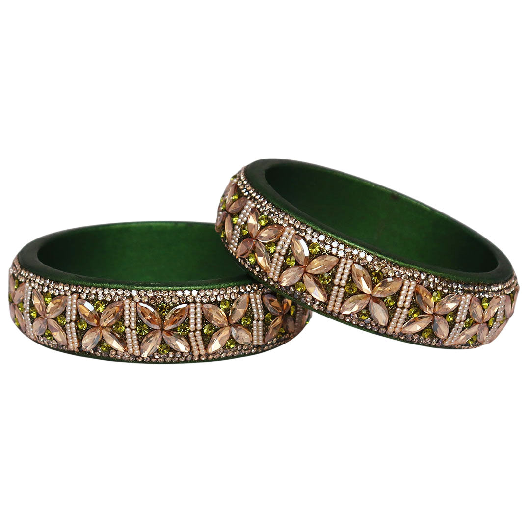 Jaipuri Handmade Lac Kada with Kundan Beads Craft