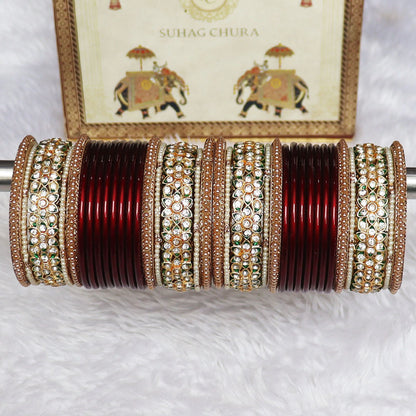 Festive Wear Lac Bangles Set With Latest Stones Flower Design