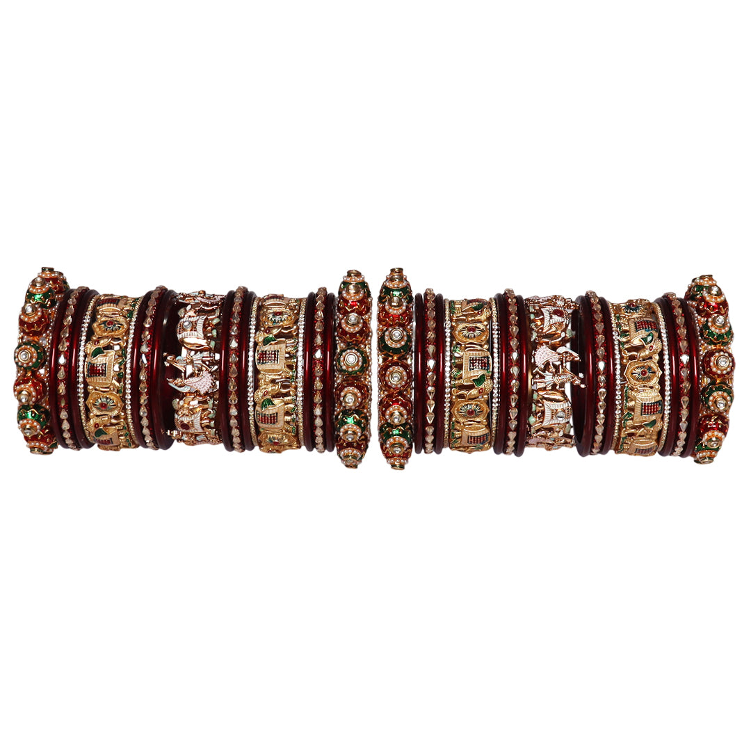 Luxurious Rajwadi Style Bridal Bangles Set With Dulha-Dulhan Design