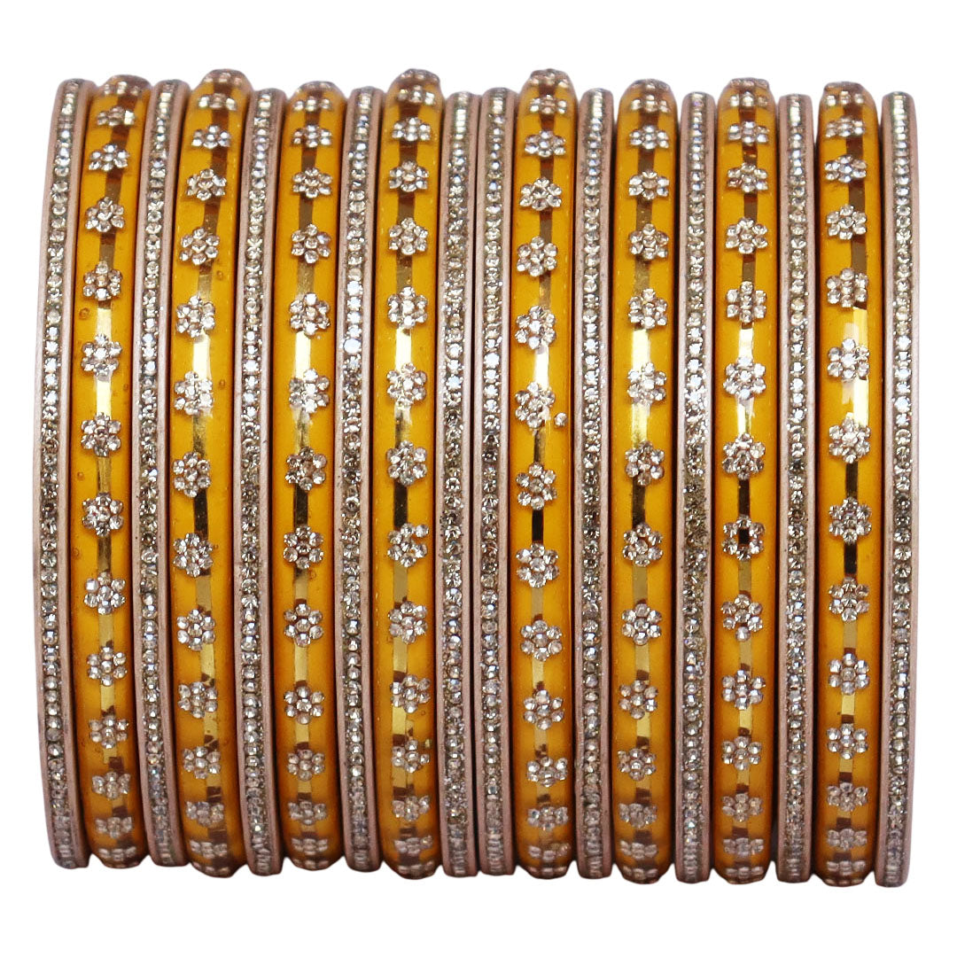 Bridal Rajasthani Lac Bangles Set with Floral Stone Work