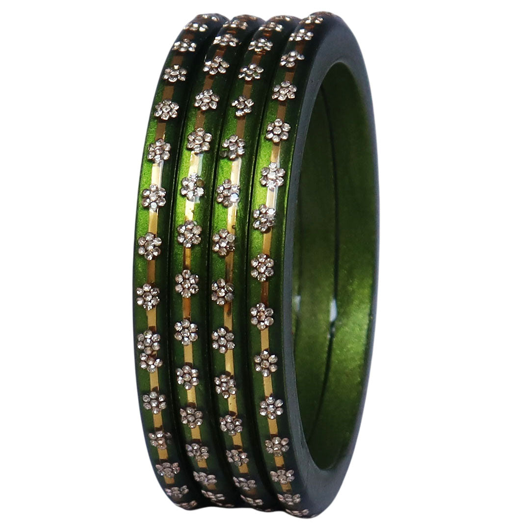 Classic Rajasthani Lac Bangles with Sparkling Flower Stones