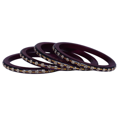 Classic Rajasthani Lac Bangles with Sparkling Flower Stones