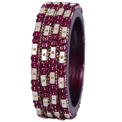 Designer Rajasthani Lac Bangles with Rhinestone & Bead Work by Taj Bridal Store