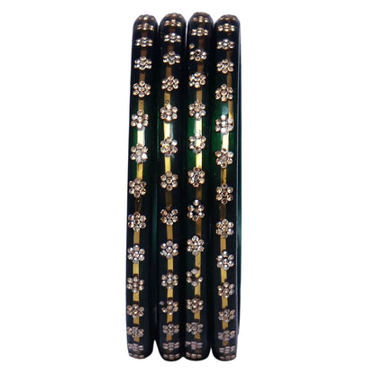 Classic Rajasthani Lac Bangles with Sparkling Flower Stones