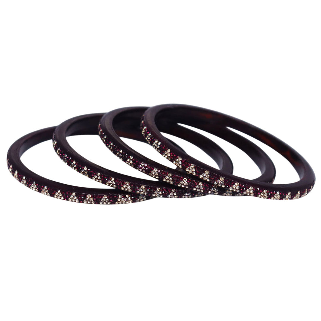 Traditional Lac bangle set of four with sparkling rhinestone embellishment