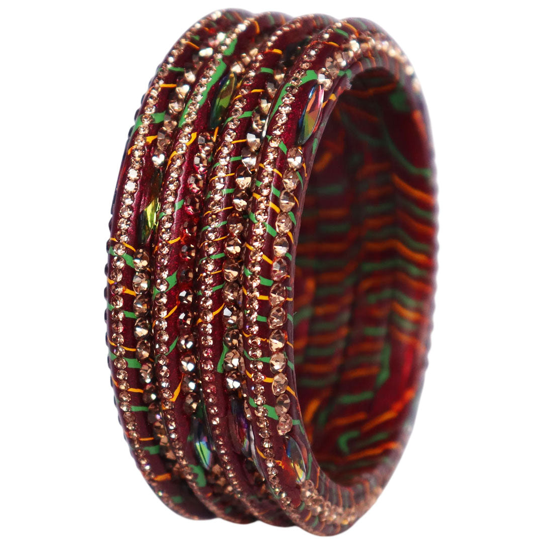 Lehariya Lac Bangles for Women | Traditional Rajasthani Rhinestone Bangles | Glossy Festival & Wedding Bangles By TAJ BRIDAL STORE