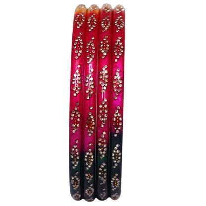 Handmade Rajasthani lac bangles for women with rhinestone work