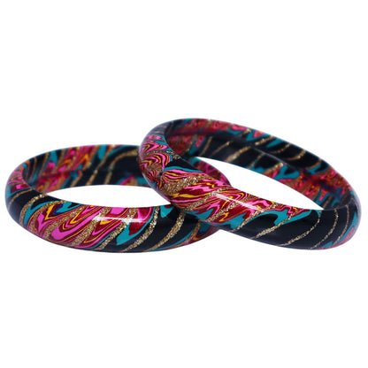 Designer Lac Bangles Latest Wave Design Kada Set