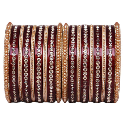 Rajasthani Lac Bangles Set with Rhinestone & Synthetic Beads Work