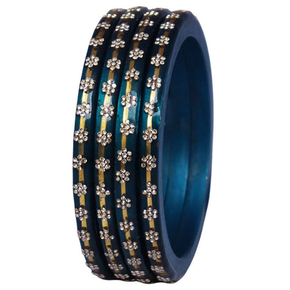 Classic Rajasthani Lac Bangles with Sparkling Flower Stones