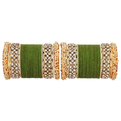 Premium Bridal Metal Bangles – Kundan Stone & Pearl Embellished