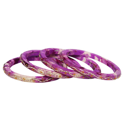 Handmade Rajasthani Pure Lac Bangles for Women Featuring Rhinestone Wave Pattern and Premium Glossy Finish Set of 4
