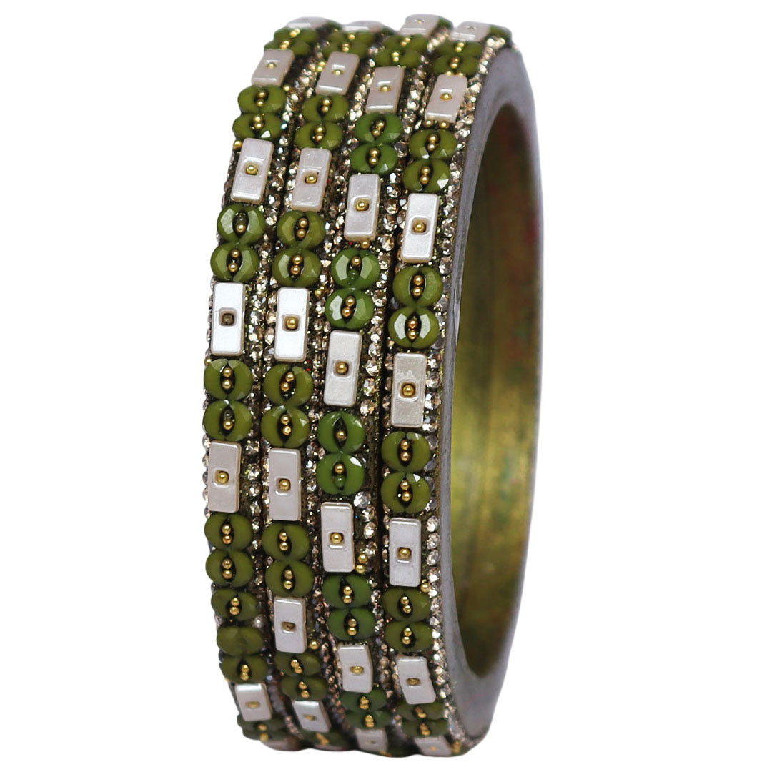 Designer Rajasthani Lac Bangles with Rhinestone & Bead Work by Taj Bridal Store