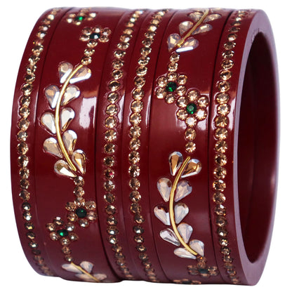 Rajasthani Lac Bangles Kundan & Rhinestone Design Short Set