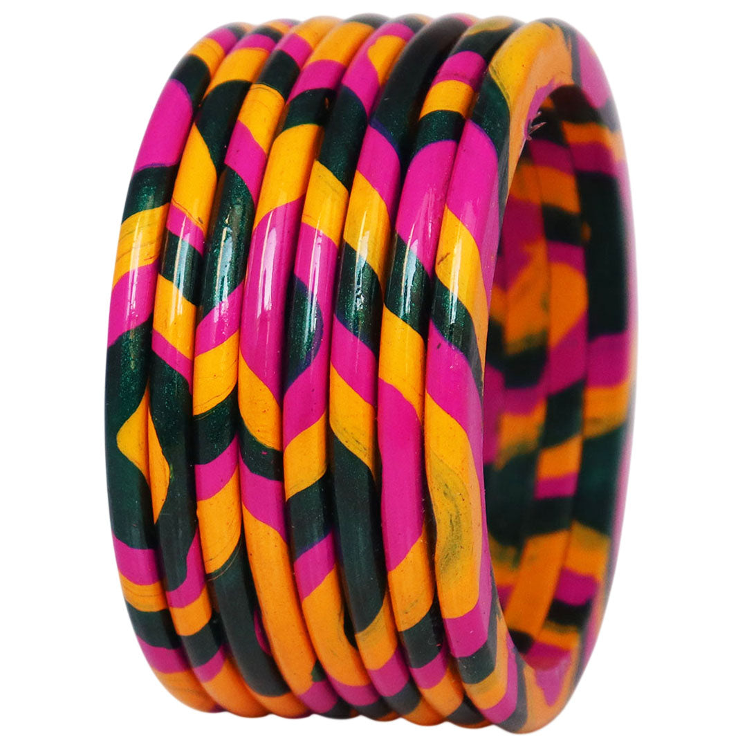 Lac Bangles Set Elegant Lahariya Pattern Bangles