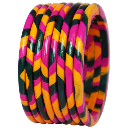 Lac Bangles Set Elegant Lahariya Pattern Bangles