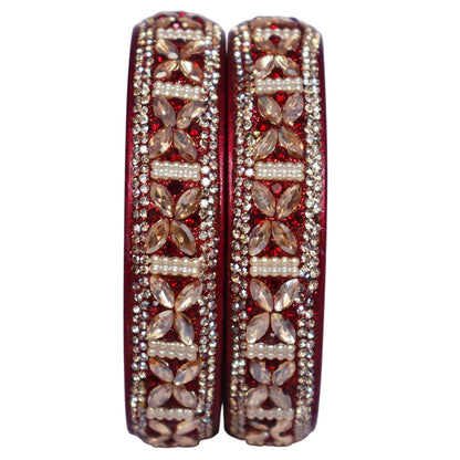 Jaipuri Lac Kundan Kada Handmade Rajasthani Wedding Bangles for Women by TAJ BRIDAL STORE